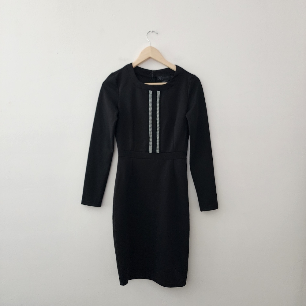 LAST CHANCE!! Kardashian Kollection | Black Long Sleeved Midi Dress